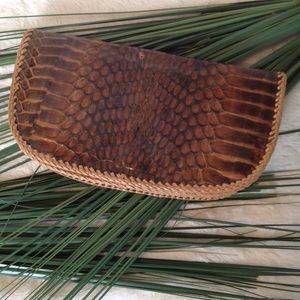LEATHER Snake Skin Mini Clutch w/ Shoulder Strap